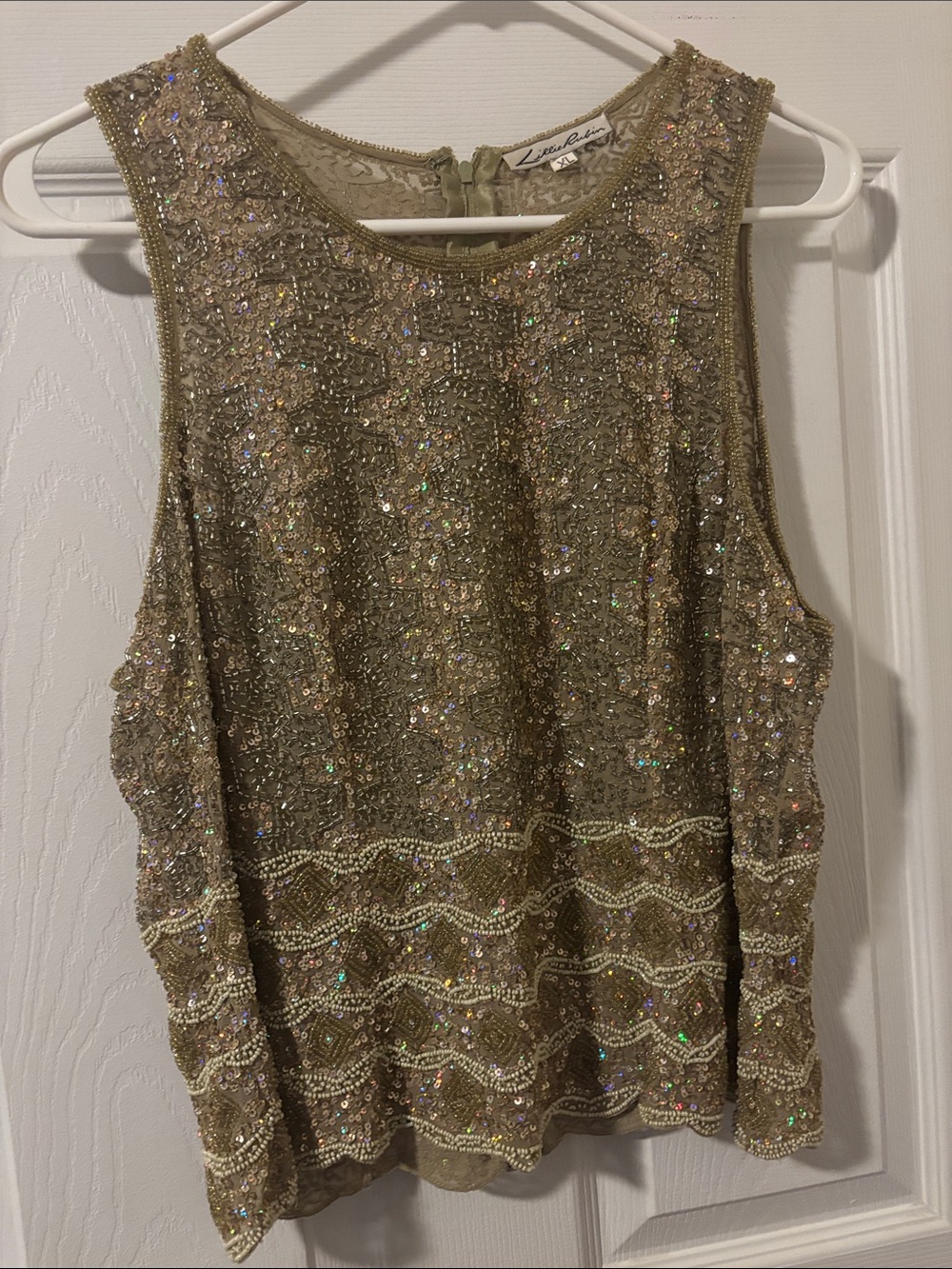 Lillie Rubin Gold Sequin Beaded Sleeveless Camisole